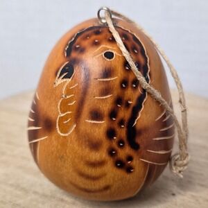 Hand Carved Etched Gourd Bird Ornament Home Decor Accent Unique Made In Peru